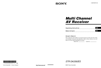 Sony STR-DA3300ES - Owners Manual 